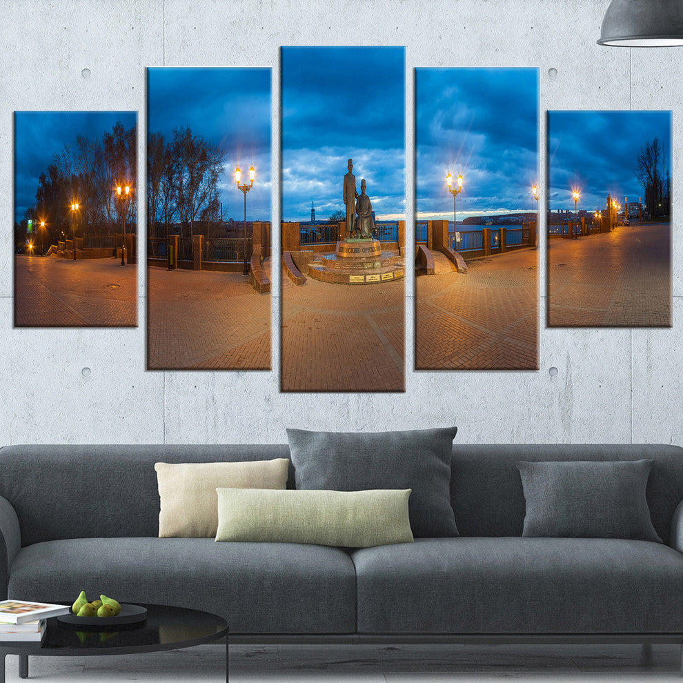 "Monument To Armories Panorama" Landscape Print Wall Artwork, 5 Panels, 60"x32"