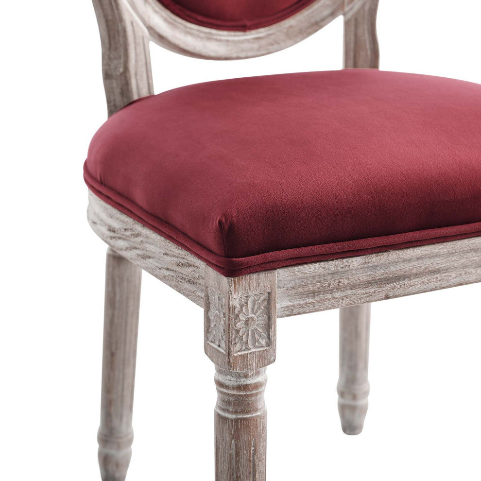 Emanate Vintage French Performance Velvet Dining Side Chair Natural Maroon -4668