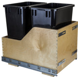 Preassembled 35 Quart Double Pullout Waste Container System