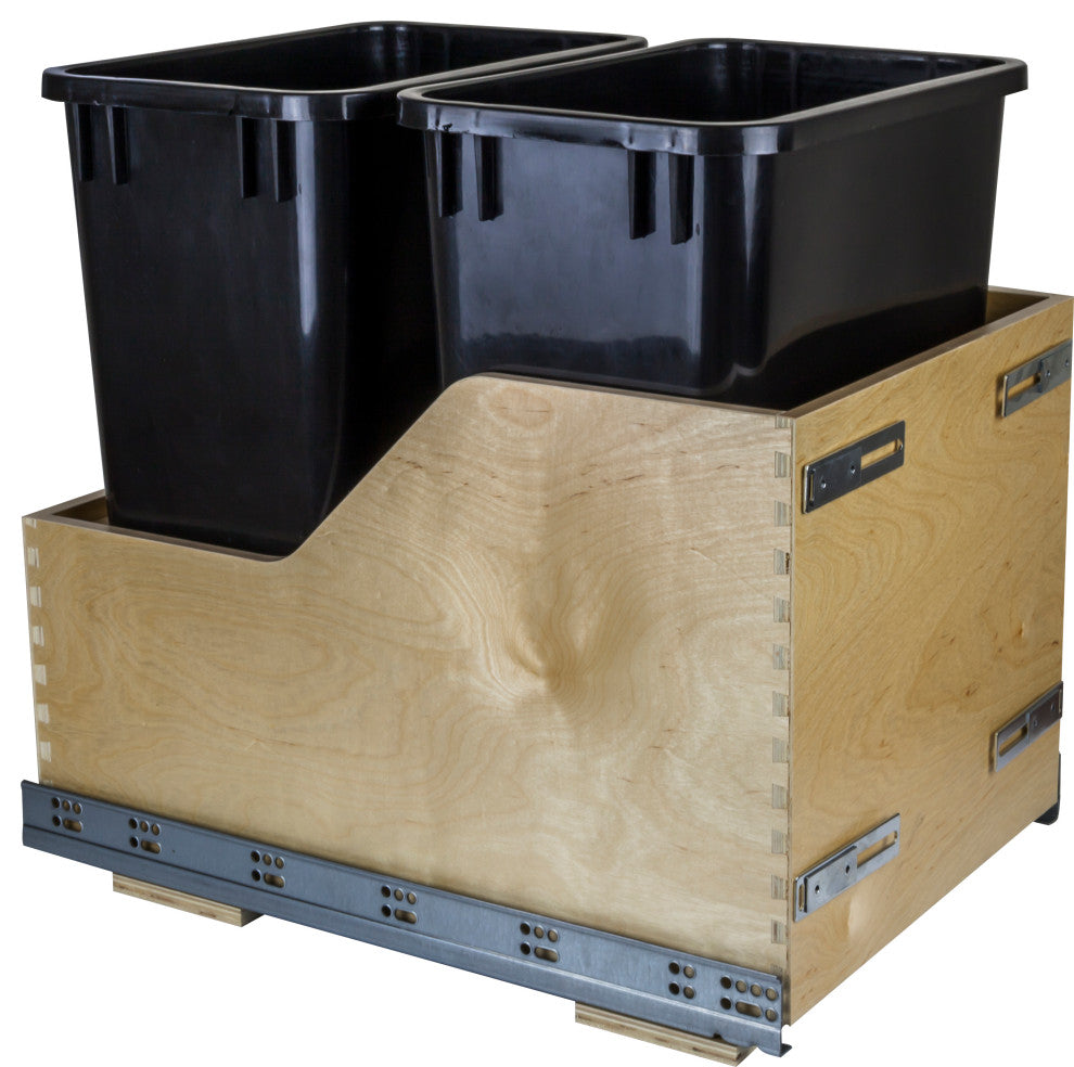 Preassembled 35 Quart Double Pullout Waste Container System