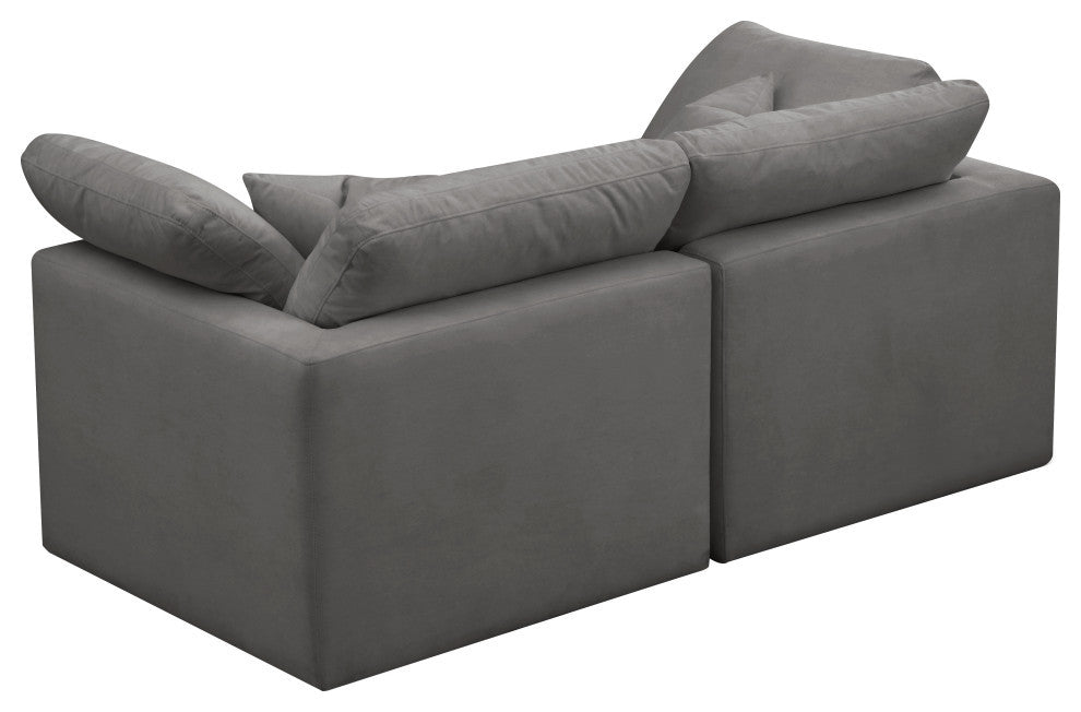 Plush Velvet / Down Standard Comfort Modular Sofa, Gray, 2-Piece: 2 Corner Chair