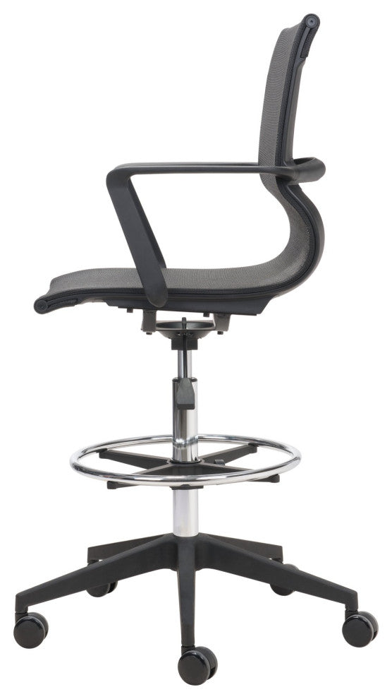 Computer Work Desk Chair, Fabric, Steel, Black, Chrome, Home Business Office