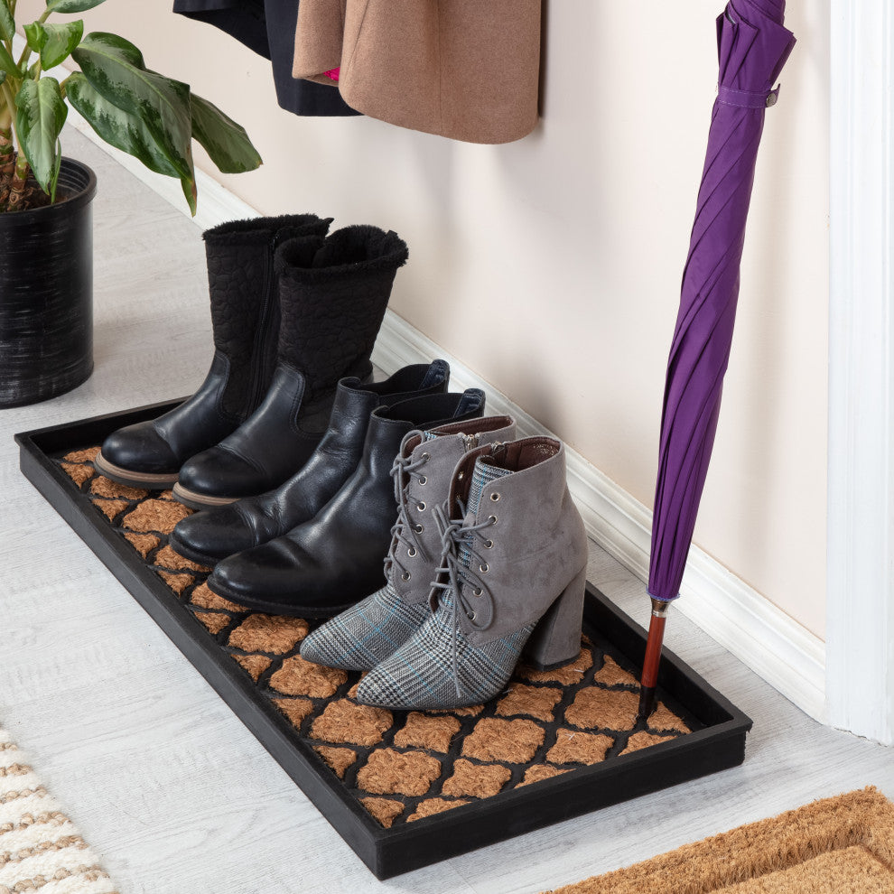 34.5"x14"x1.5" Rubber Boot Tray With Trellis Coir and Rubber Insert