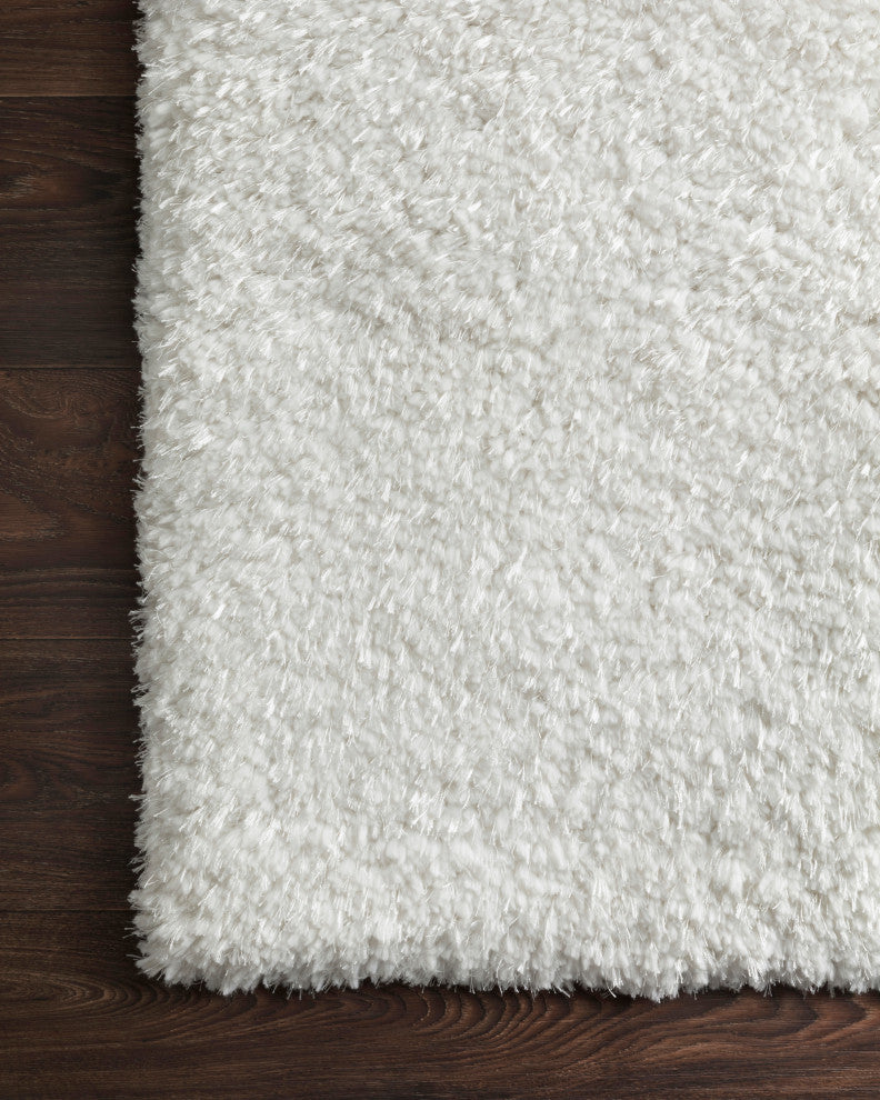 Hand Tufted Polyester Mila Shag Area Rug by Loloi II, White, 2'3"x7'6"