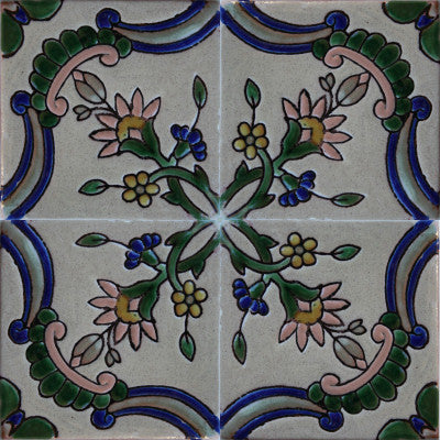 4.2x4.2 9 pcs Alhambra Mayorca 1 Talavera Mexican Tile