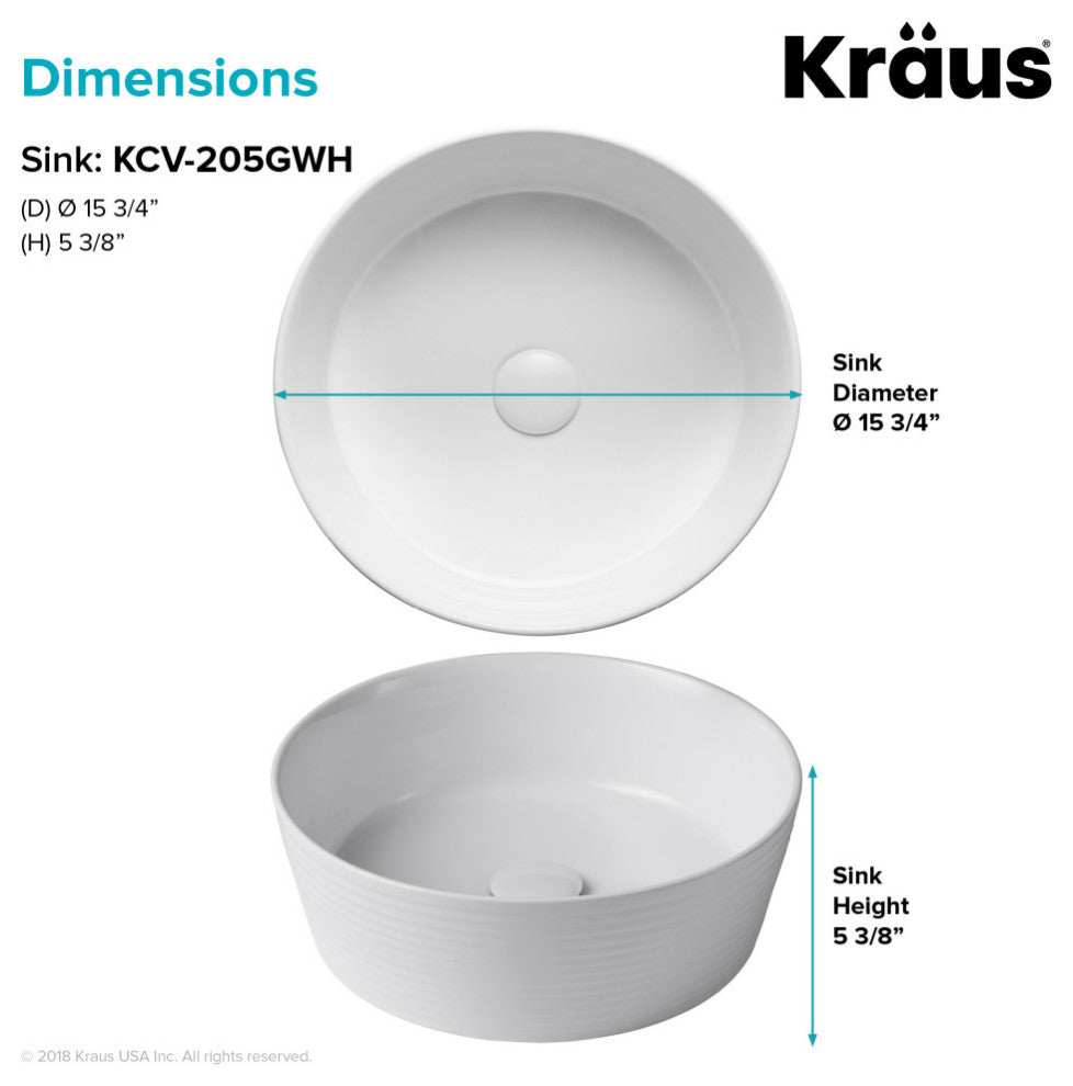 Viva Ceramic Round Vessel Bathroom Sink, White
