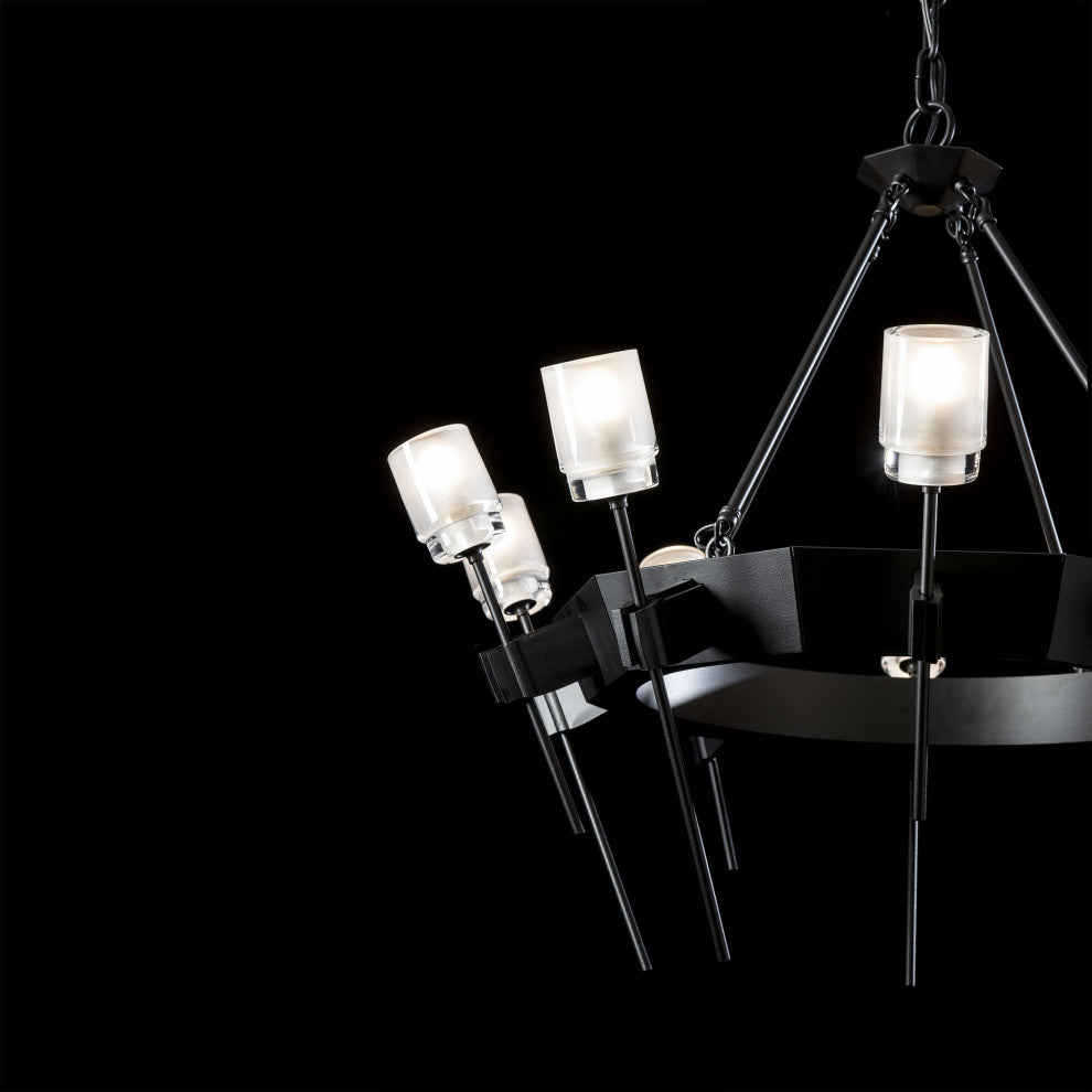 Echo 10-Light Circular Chandelier - Black - Cast Glass