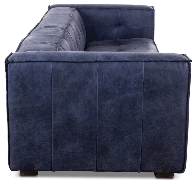 Portia Antique Blue Italian Leather Sofa