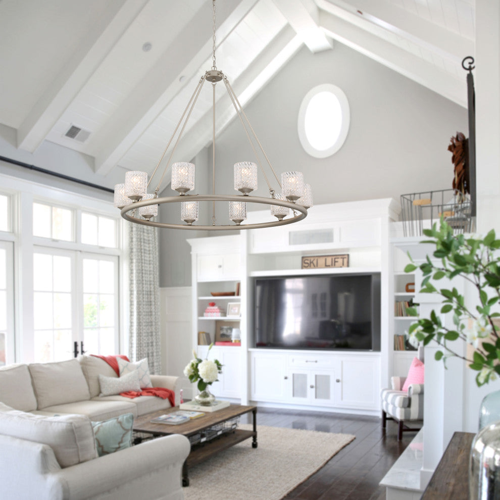 10 Light Crystal Wagon Wheel Candle Style Chandelier