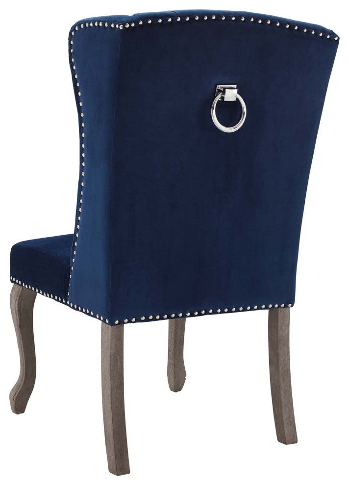 Side Dining Chair, Set of 2, Velvet, Blue Navy, Modern, Cafe Bistro Restaurant