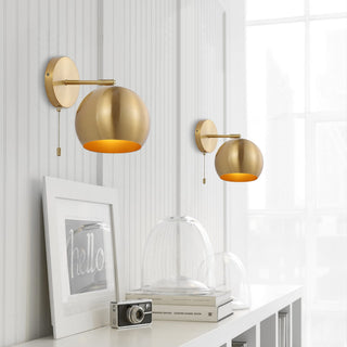 Tierra 7" 1-Light Modern Iron Sconce with Pull-Chain Switch, Set of 2, Gold