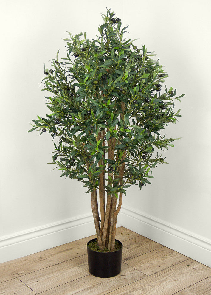 Faux Botanical Olive Tree in Green 52"H