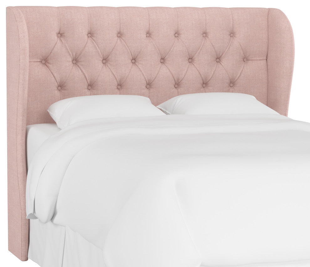Bradwell Full Tufted Curved Wingback Headboard, Zuma Rosequartz