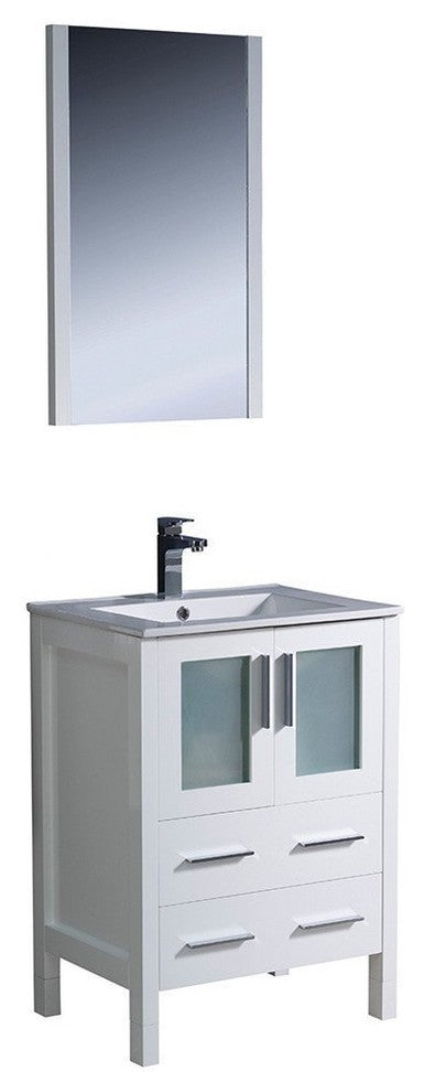 Torino 24" White Modern Bathroom Vanity With Integrated Sink, FFT9131CH