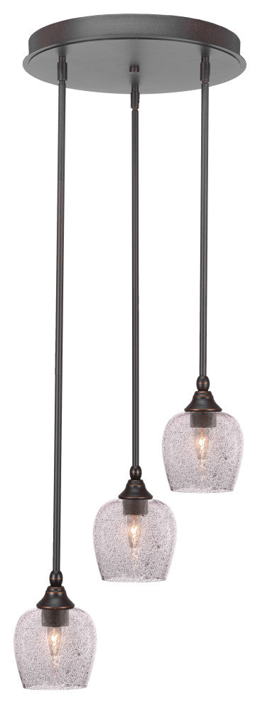 Empire 3-Light Cluster Pendalier, Dark Granite/Smoke Bubble