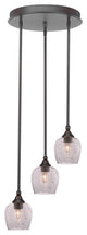 Empire 3-Light Cluster Pendalier, Dark Granite/Smoke Bubble