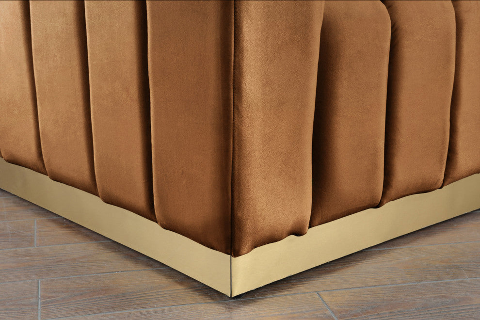 Marlon Velvet Upholstered Sofa, Saddle