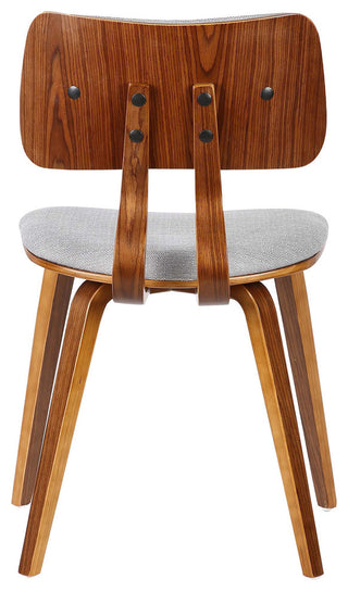 Mick Dining Chair, Walnut Wood and Gray Fabric