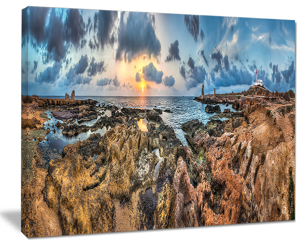"Rocky With Historic Ruins Evening" Landscape Wall Art, 20"x12"