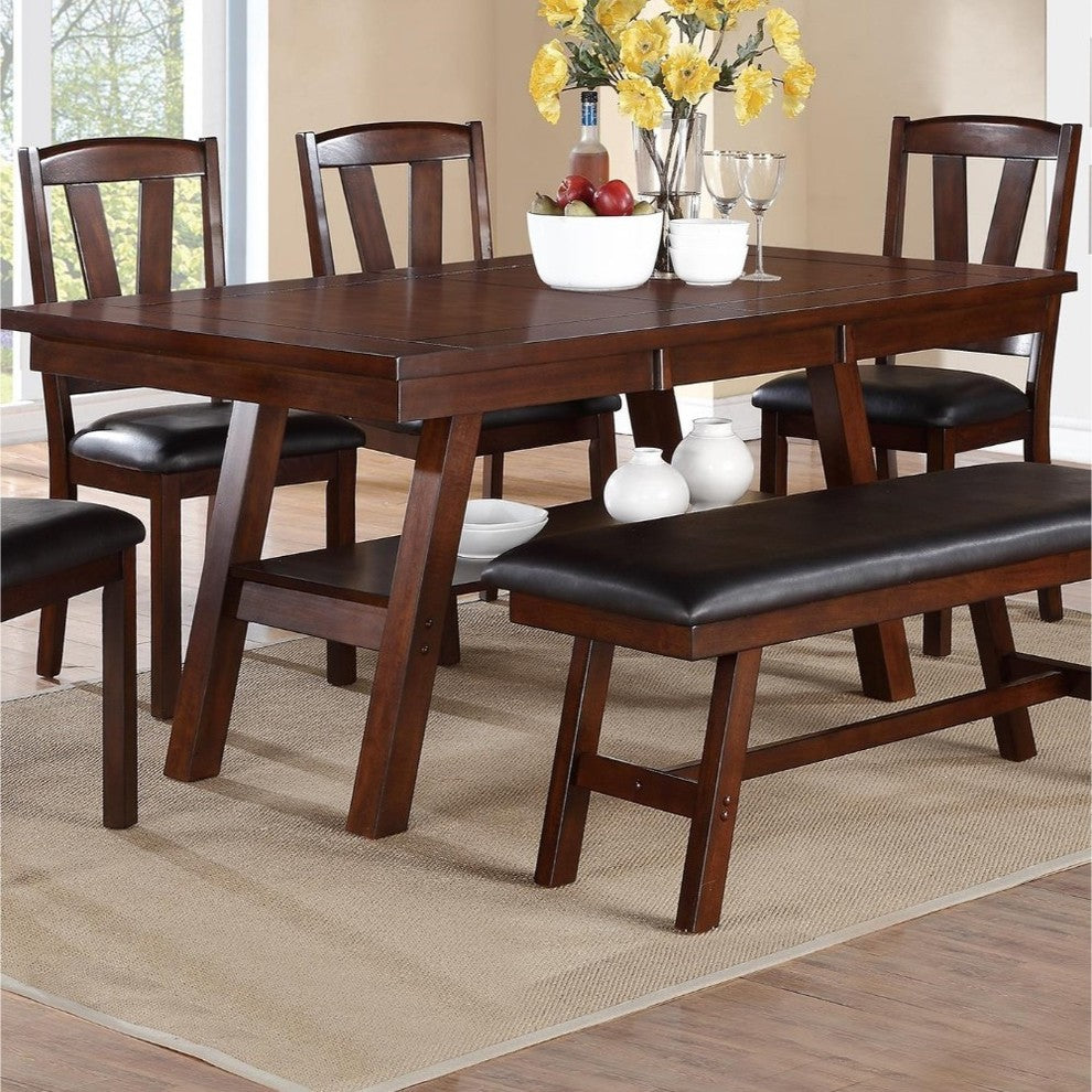 Solid Wood Dark Walnut Brown Dining Table