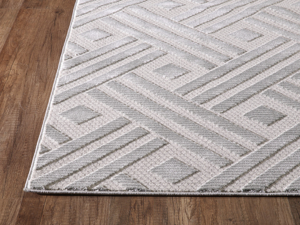 Abani Nova NOV150A Grey Striped Chevron Area Rug