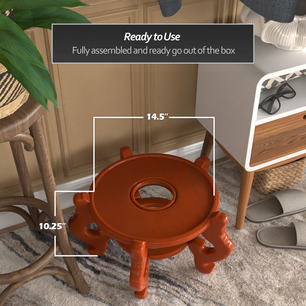 Rosewood Fishbowl Stand, Honey, Size 14.5" Base Diameter