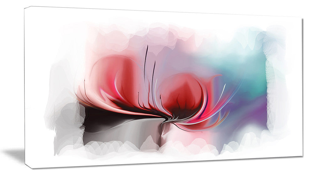 Red Abstract Flower Illustration, Extra Large Floral Wall Art, 32"x16"