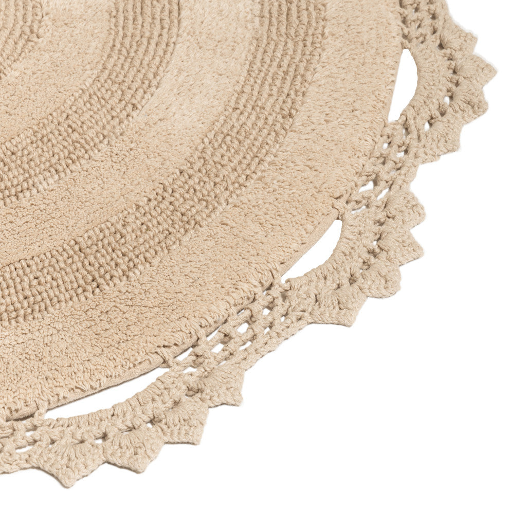 Winchester Crochet Border Bath Mat, Beige, 36" X 36"