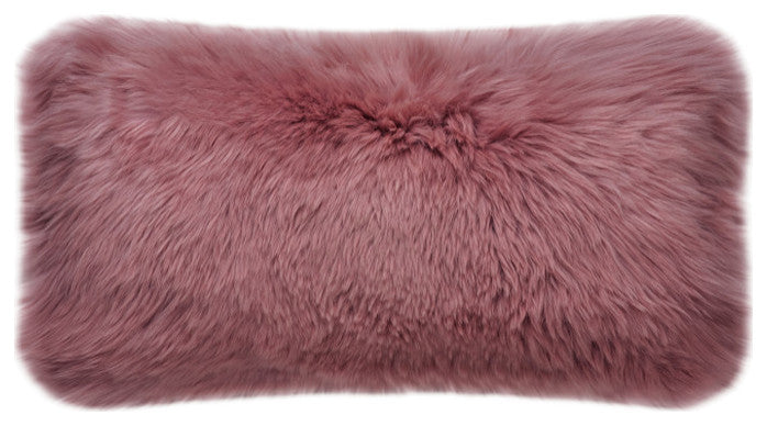 Eclectic Sheepskin Double-Sided Pillow, Marsala Red, 12"x22"