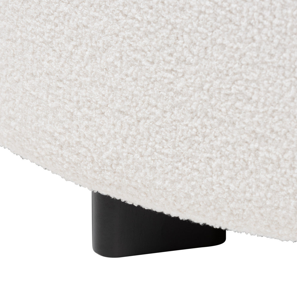 Demeter Ivory Boucle Ottoman, Round