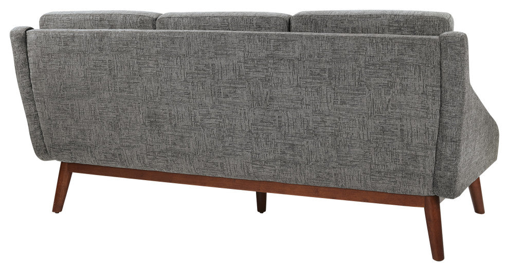 Mid-Century Sofa, Charcoal Fabric With Coffee Finish Legs