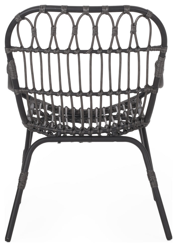 Barrister Outdoor Wicker Accent Chairs, Set of 2, Dark Gray