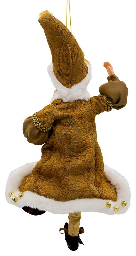 Kurt Adler 16" Kringle Klaus Fortune Gold Elf Ornament