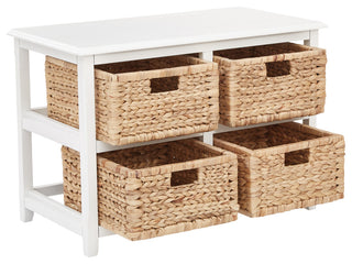 Seabrook Two-Tier Storage Unit With White Finish and Natural Baskets