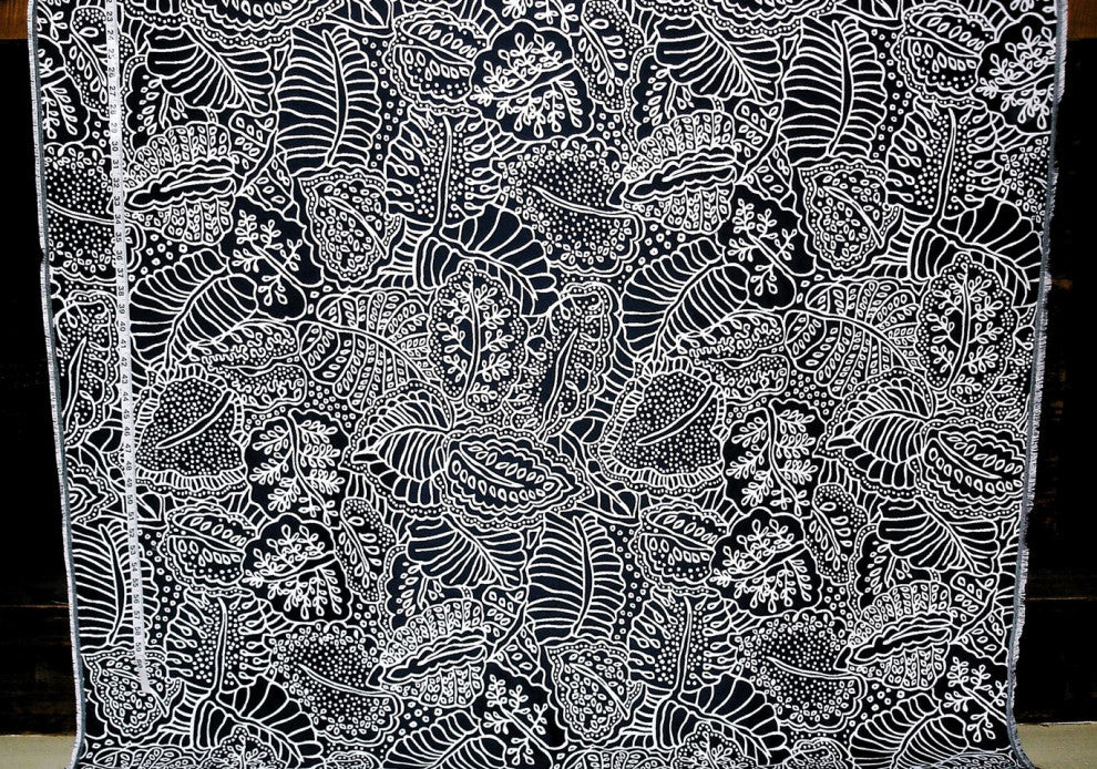 Blue Tropical Jungle Upholstery Fabric Reversible, Standard Cut- 36" Length