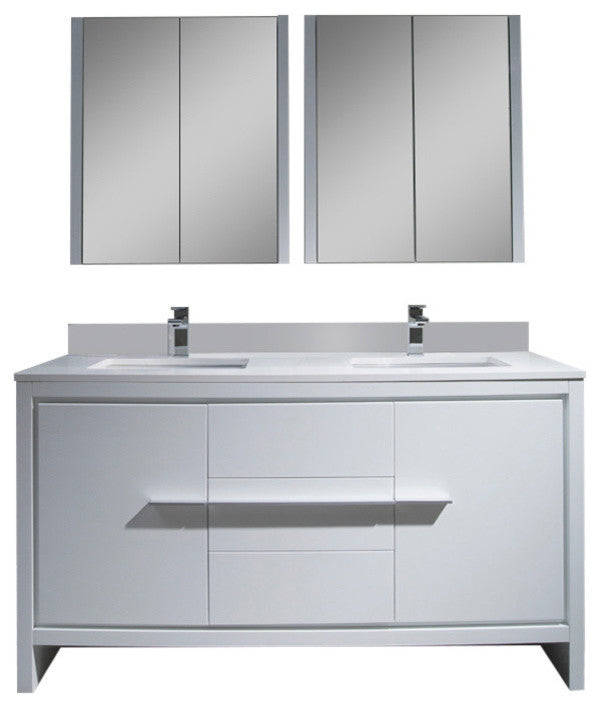 Milan 60" Double Vanity Set With Medicine Cabinets