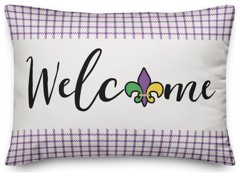 Welcome Fleur De Lis 14x20 Spun Poly Pillow