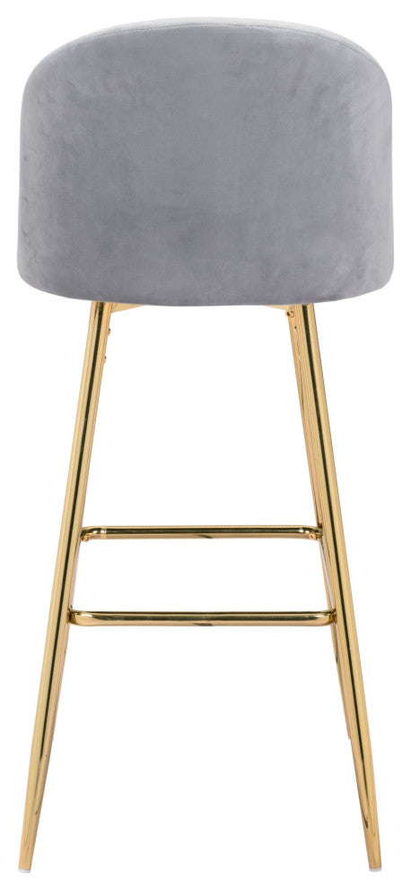 Bar Stool Chair Barstool, Steel Metal, Fabric, Gray, Gold, Cafe Bistro