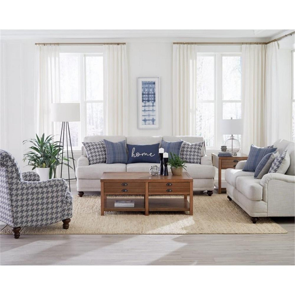 Coaster Contemporary Fabric Recessed Arms Upholstery Loveseat in Gray