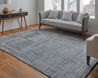 Kinton Modern Abstract, Blue/Ivory/Gray, 2'x3' Area Rug