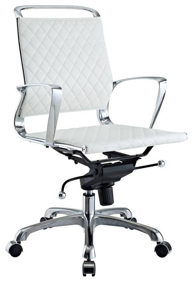 White Vibe Mid Back Leather Office Chair