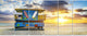 Miami South Beach Sunrise, Large Seashore Canvas Wall Art, 70"x28", 6 Panels