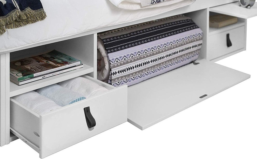 Memomad Bali Storage Platform Bed with Drawers (King Size, Off White)
