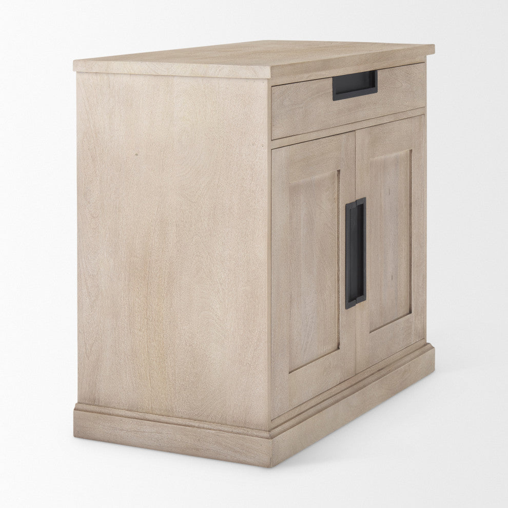 Braxton Beige Solid Wood With Black Accents Accent Cabinet