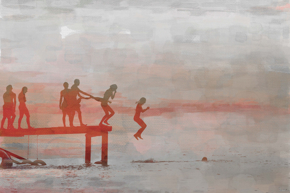 "Jump In Lake" Fine Art Canvas Print, 18"x12"