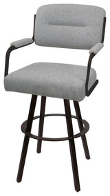 Swivel Metal Bar Stool on Warren Base, Hemsath Slate/Brown, 26"