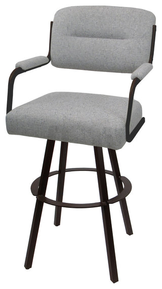 Swivel Metal Bar Stool on Warren Base, Hemsath Slate/Brown, 26"