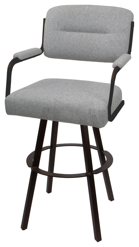 Swivel Metal Bar Stool on Warren Base, Hemsath Slate/Brown, 26"