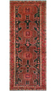 Fine Vintage Distressed Rehema Charcoal/Burgundy Runner, 4'1x10'2