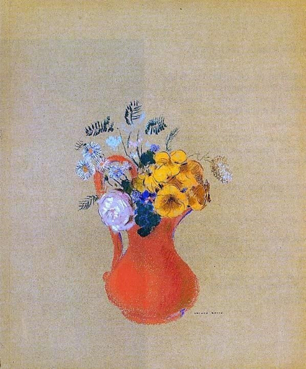 Odilon Redon Flowers in a Red Pitcher, Gallery Wrapped Canvas Print, 20"x25"
